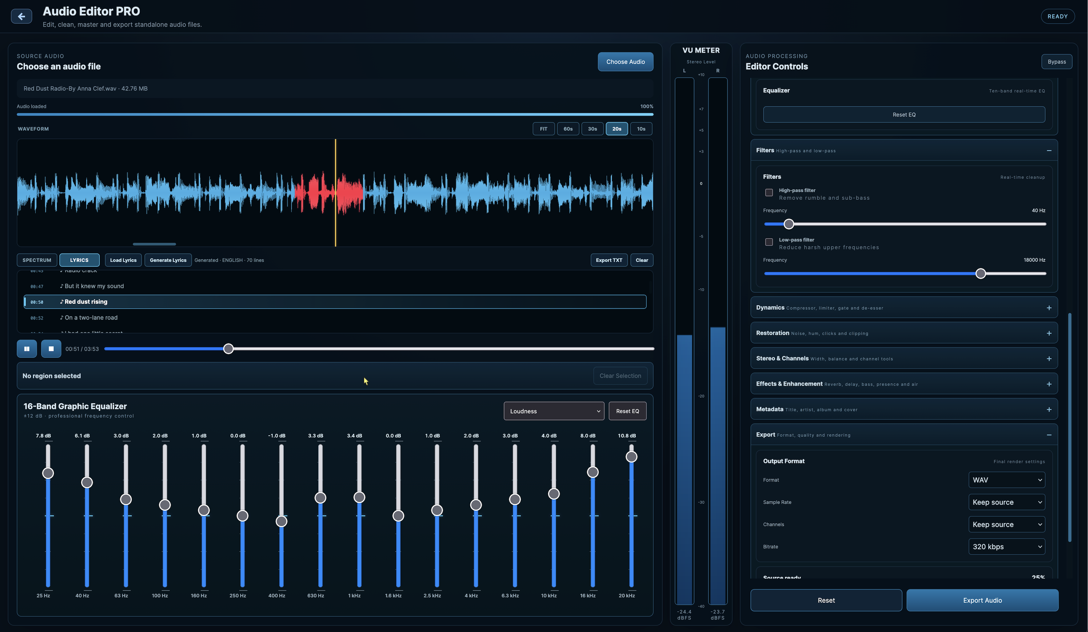 A dedicated workspace for production audio.