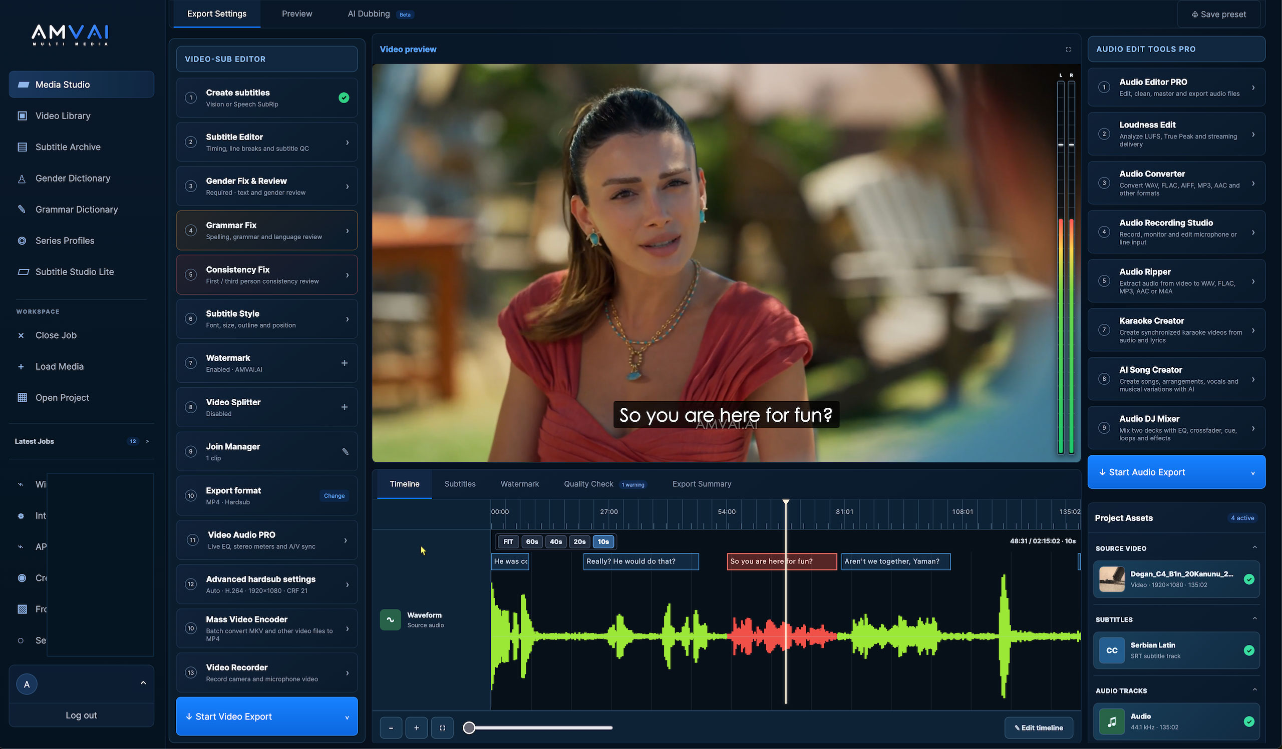 Picture, subtitles and audio remain part of the same project.