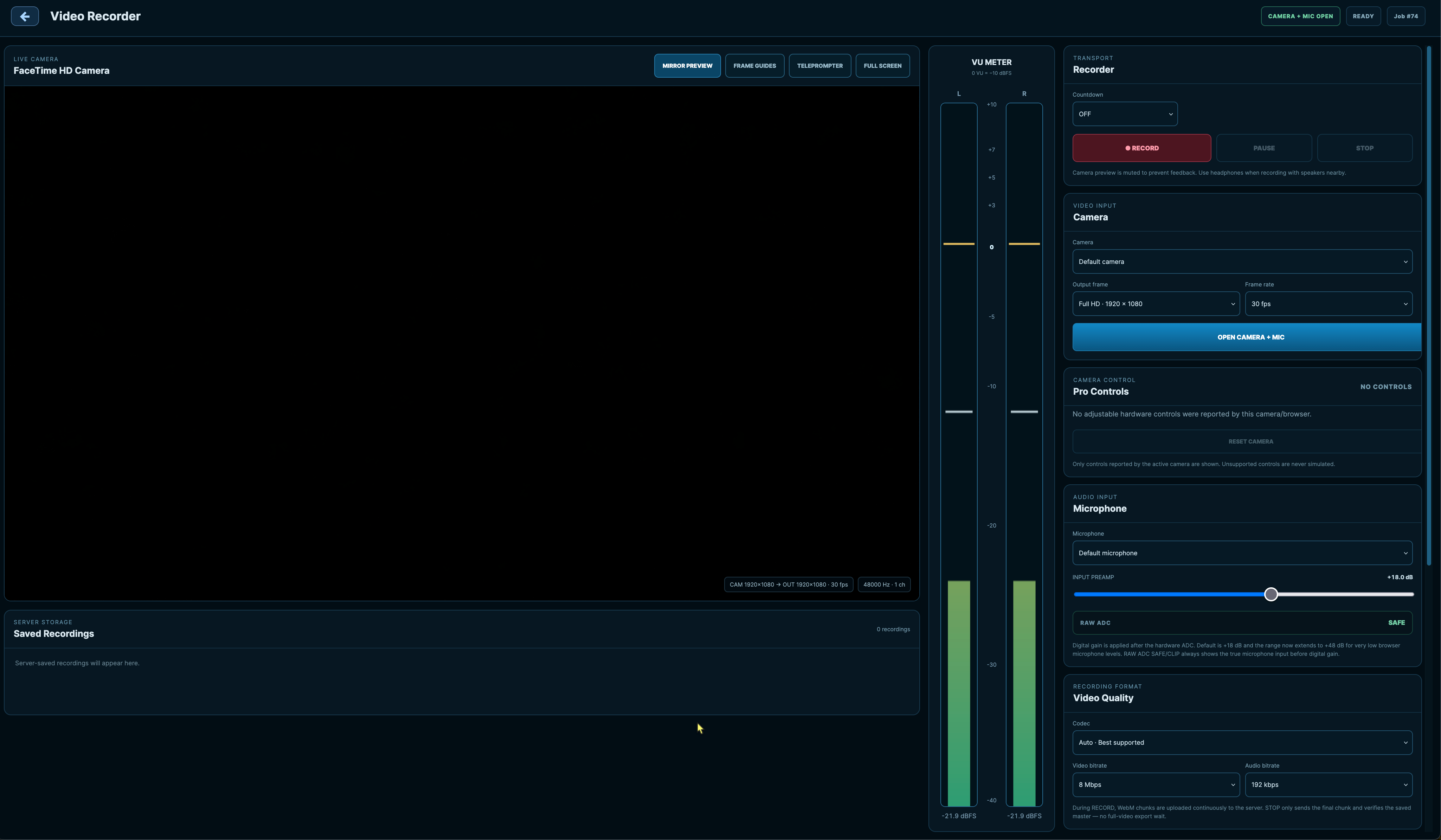 Create new video or screen material directly for the project.